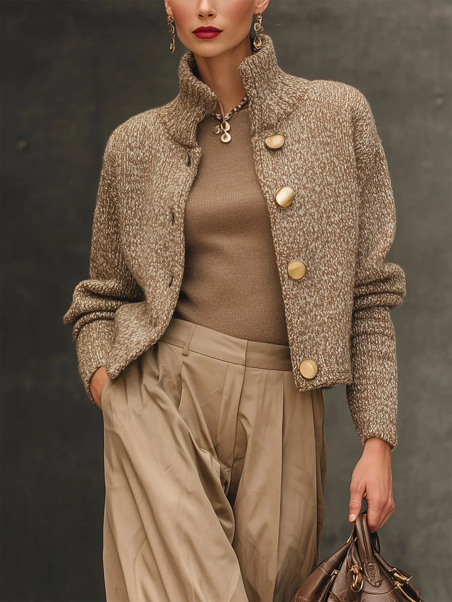 Aurora - Elegante chaqueta texturizada con botones grandes