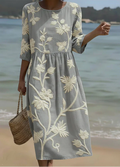 Ashley | Vestido midi con estampado vegetal y floral