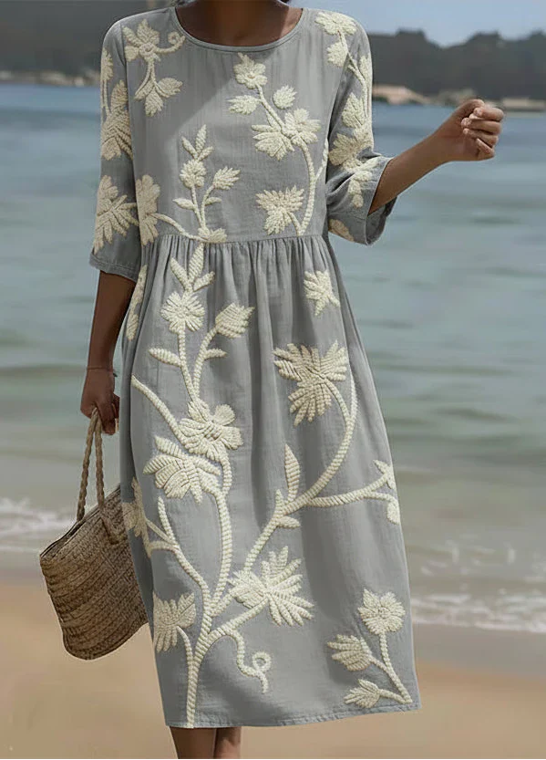 Ashley | Vestido midi con estampado vegetal y floral