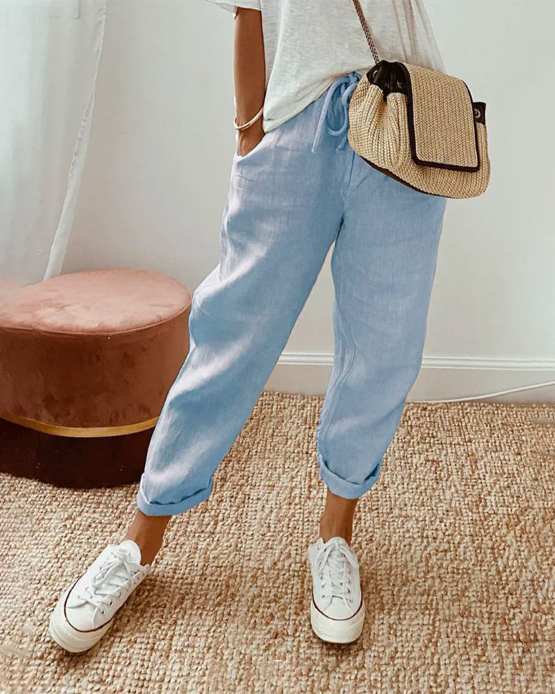 Fleur | Pantalon En Lin Anti-Transpiration Décontracté & Élégant