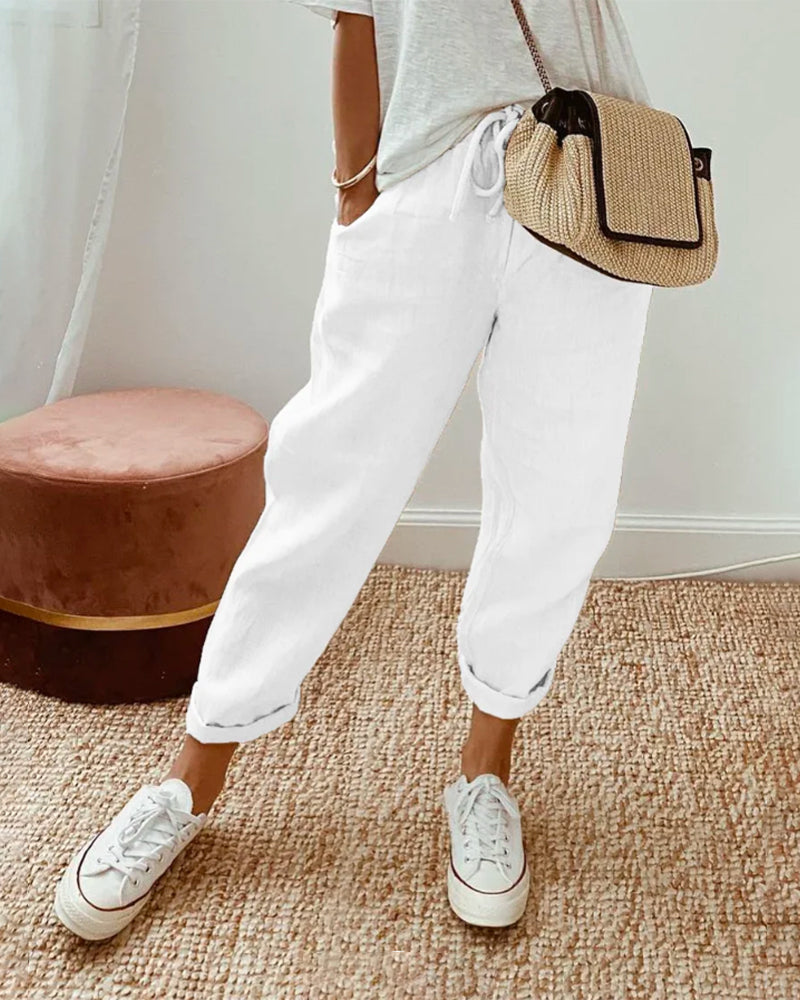 Fleur | Pantalon En Lin Anti-Transpiration Décontracté & Élégant