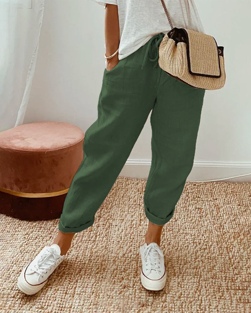 Fleur | Pantalon En Lin Anti-Transpiration Décontracté & Élégant