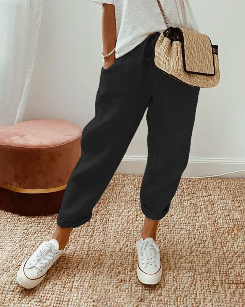 Fleur | Pantalon En Lin Anti-Transpiration Décontracté & Élégant
