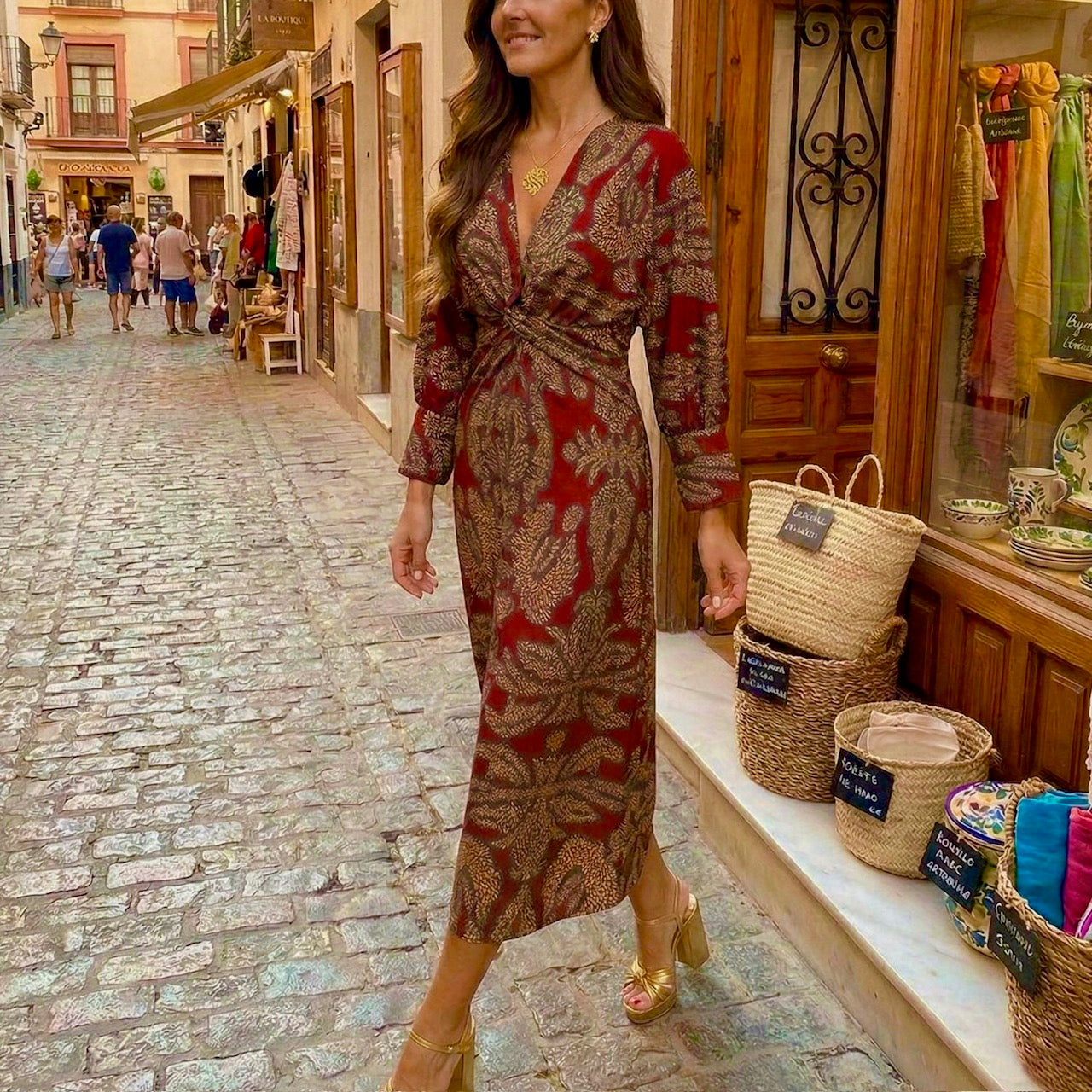 Abilene | Vestido Midi Elegante con Estampado de Encanto Atemporal