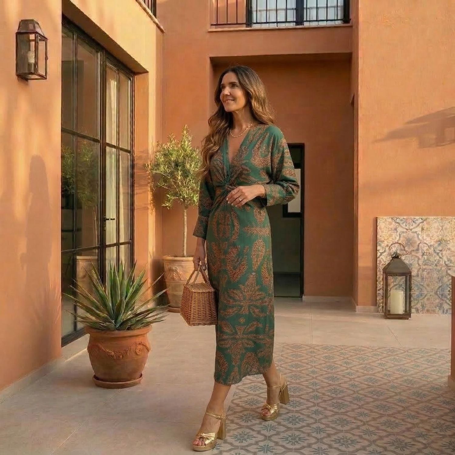 Abilene | Vestido Midi Elegante con Estampado de Encanto Atemporal