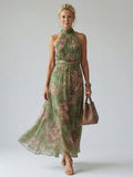 Mirelle | Vestido midi con escote halter y fruncidos