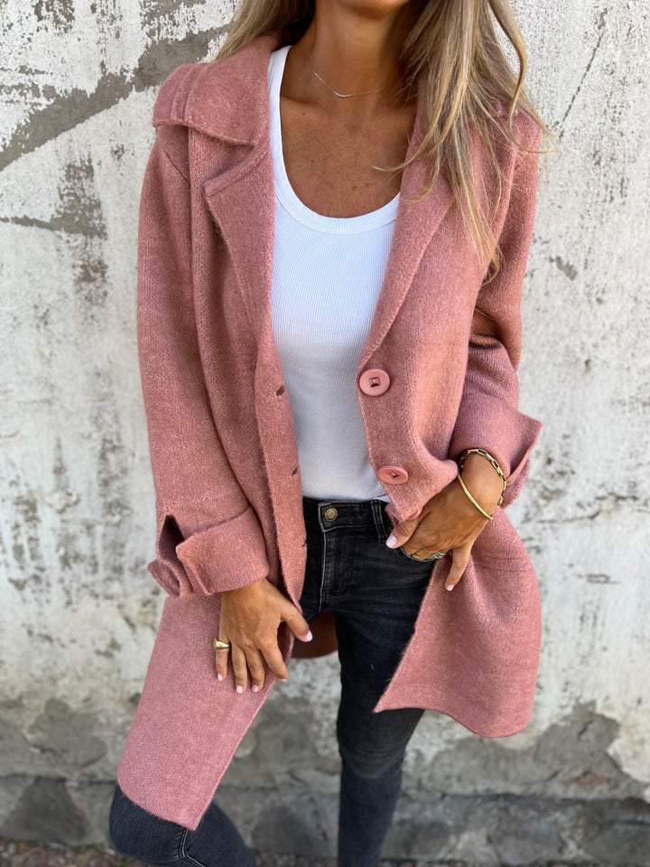 Baylea - Casual Long Wool Coat With Lapel and Single Breasted
