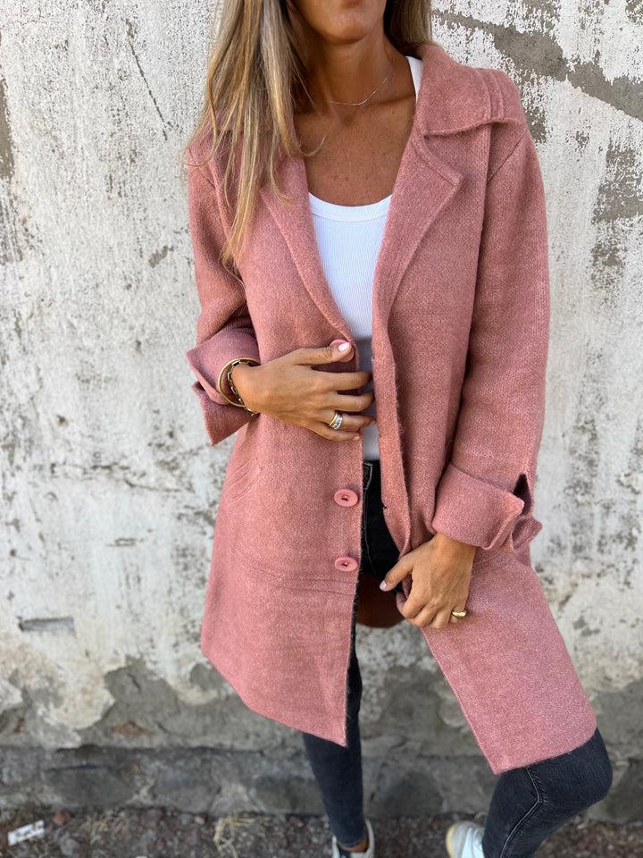 Baylea - Casual Long Wool Coat With Lapel and Single Breasted